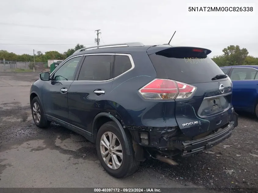 2016 Nissan Rogue Sv VIN: 5N1AT2MM0GC826338 Lot: 40397172