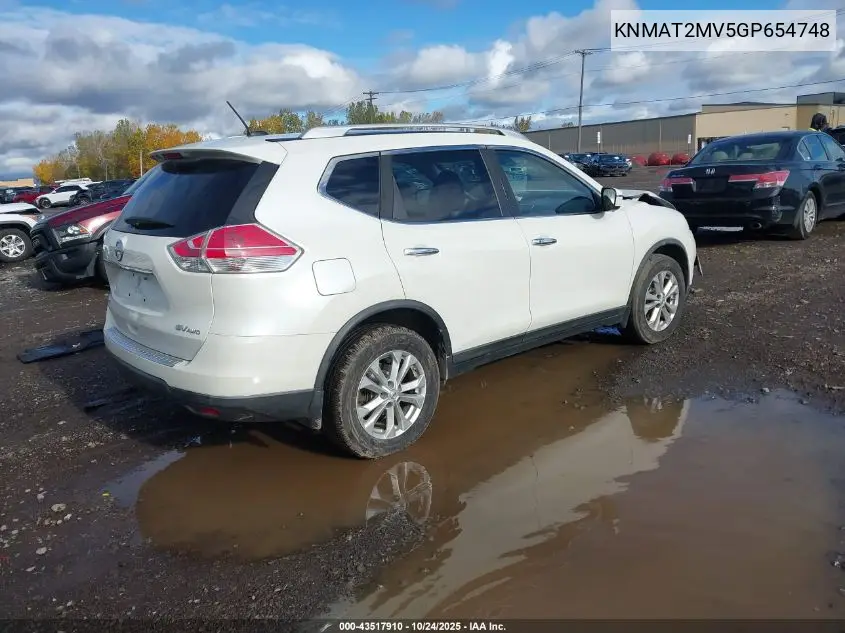KNMAT2MV5GP654748 2016 Nissan Rogue Sv