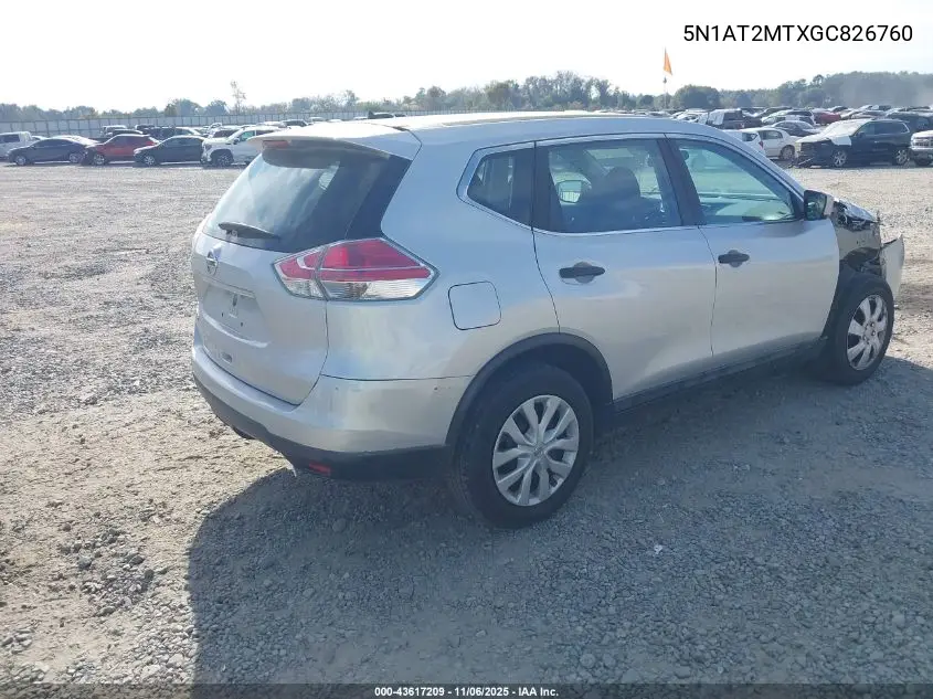 5N1AT2MTXGC826760 2016 Nissan Rogue S/Sl/Sv