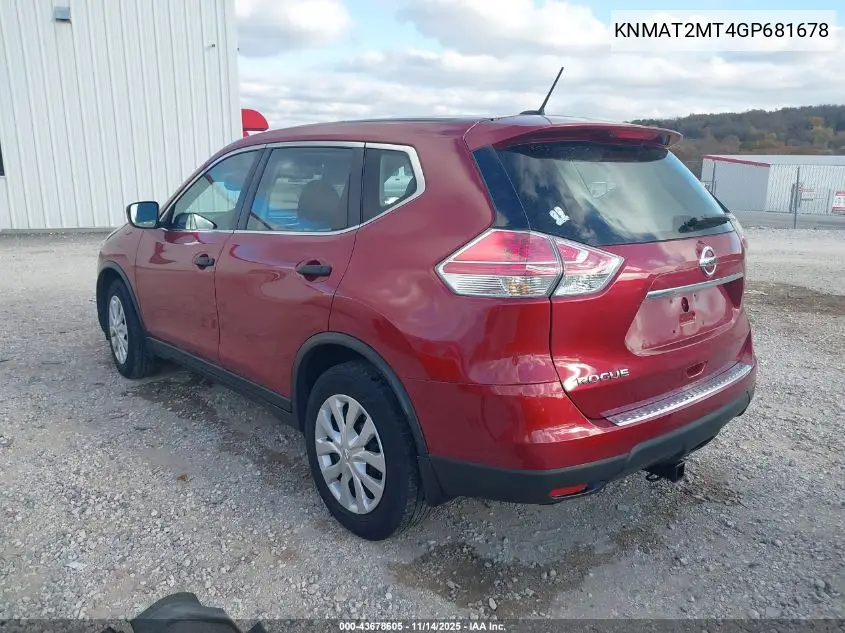 KNMAT2MT4GP681678 2016 Nissan Rogue S