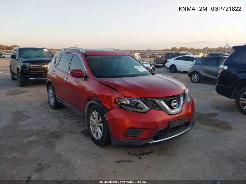 KNMAT2MT0GP721822 2016 Nissan Rogue Sv