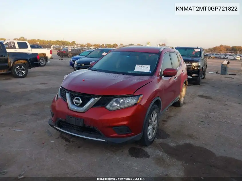 KNMAT2MT0GP721822 2016 Nissan Rogue Sv