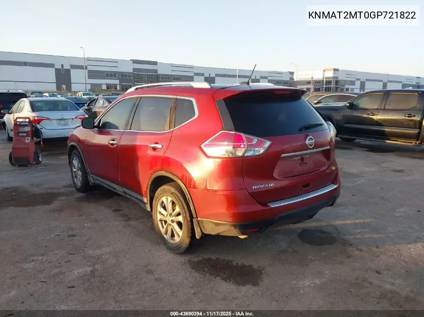 KNMAT2MT0GP721822 2016 Nissan Rogue Sv