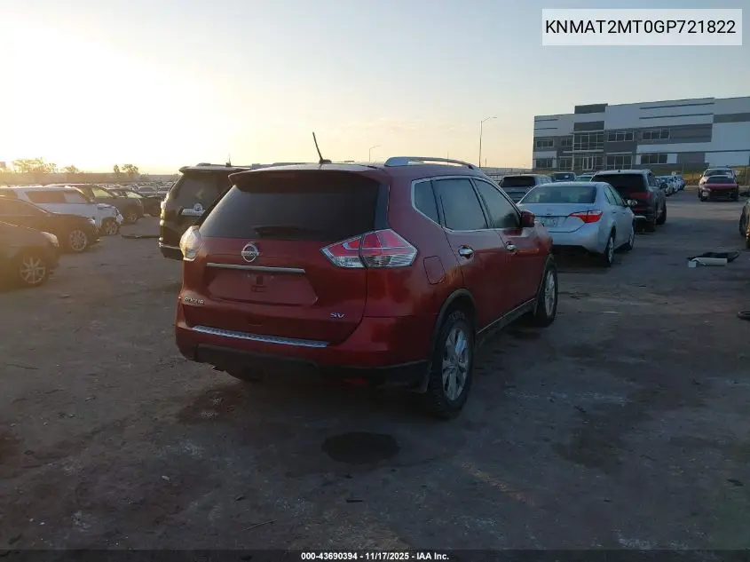 KNMAT2MT0GP721822 2016 Nissan Rogue Sv