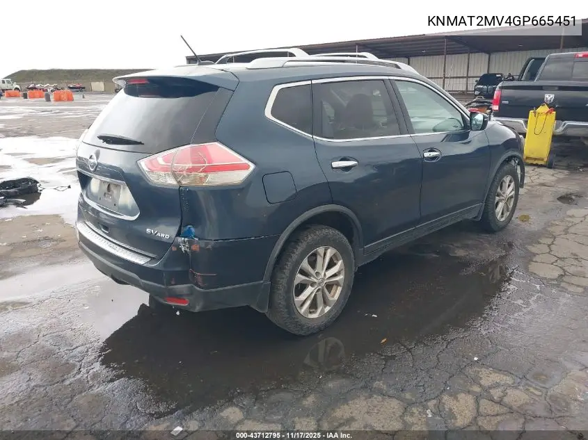 KNMAT2MV4GP665451 2016 Nissan Rogue Sv