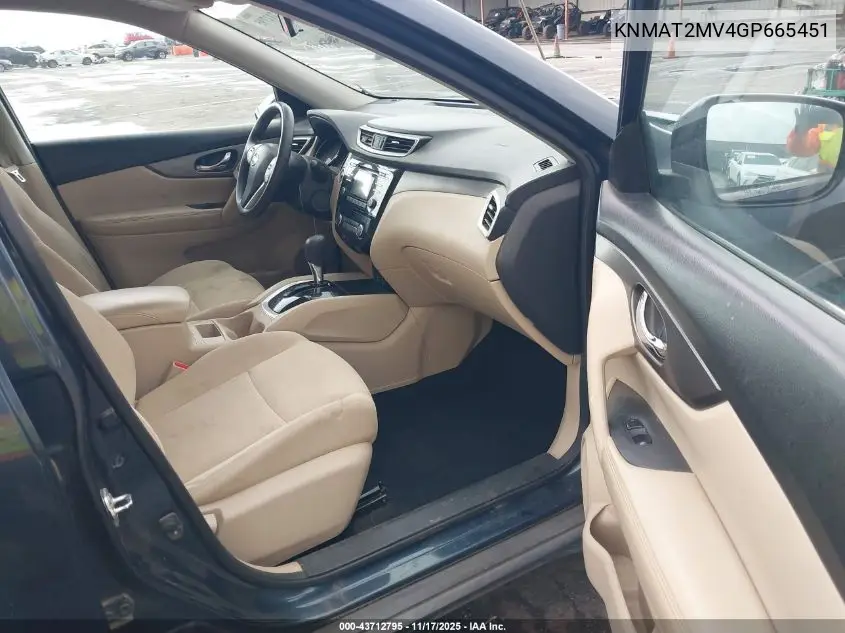 KNMAT2MV4GP665451 2016 Nissan Rogue Sv