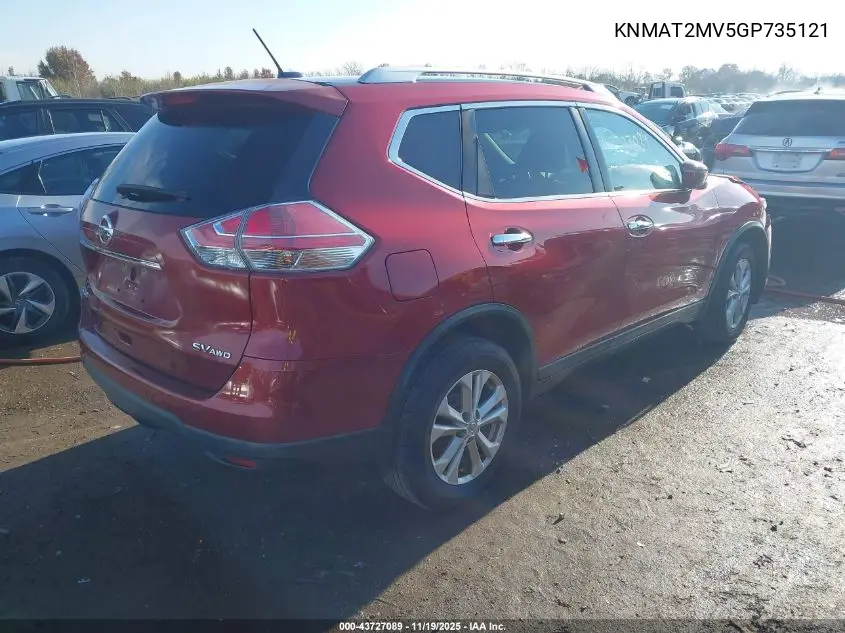 KNMAT2MV5GP735121 2016 Nissan Rogue Sv