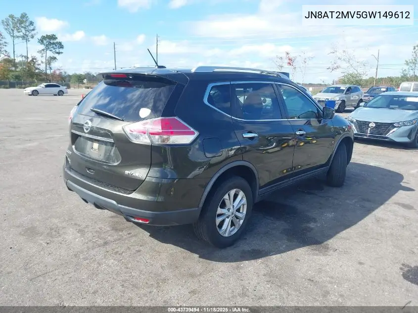 JN8AT2MV5GW149612 2016 Nissan Rogue Sv