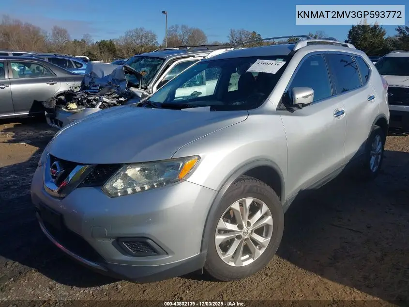 KNMAT2MV3GP593772 2016 Nissan Rogue Sv