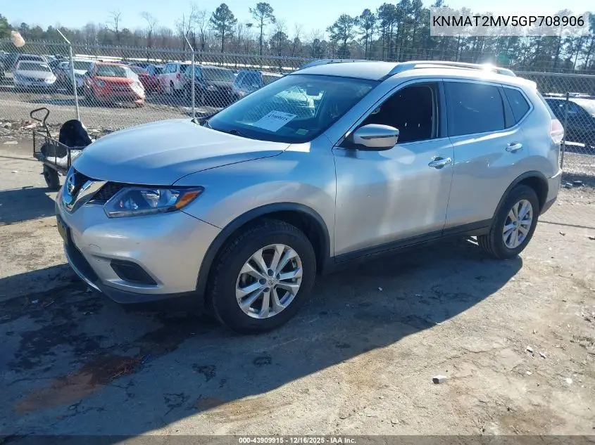 KNMAT2MV5GP708906 2016 Nissan Rogue S/Sl/Sv