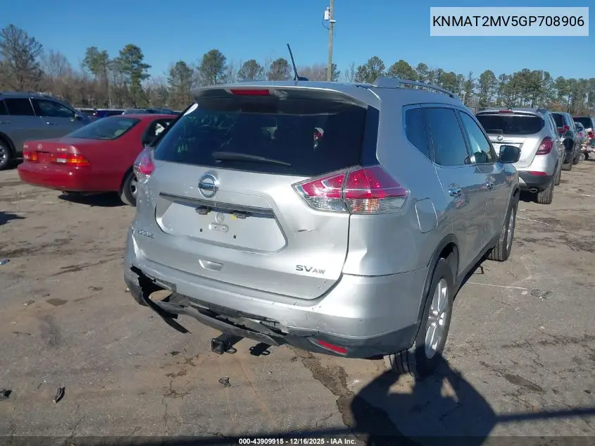 KNMAT2MV5GP708906 2016 Nissan Rogue S/Sl/Sv