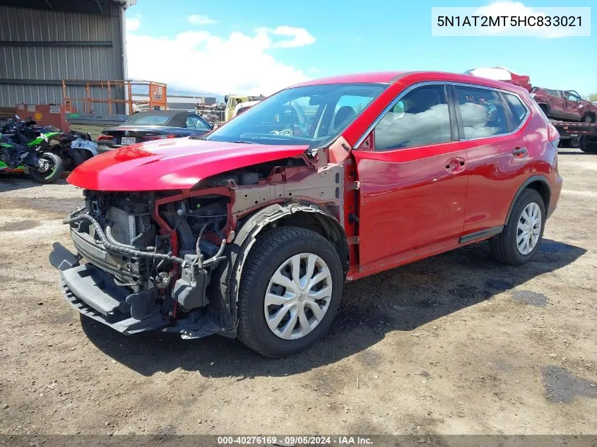 2017 Nissan Rogue S VIN: 5N1AT2MT5HC833021 Lot: 40276169