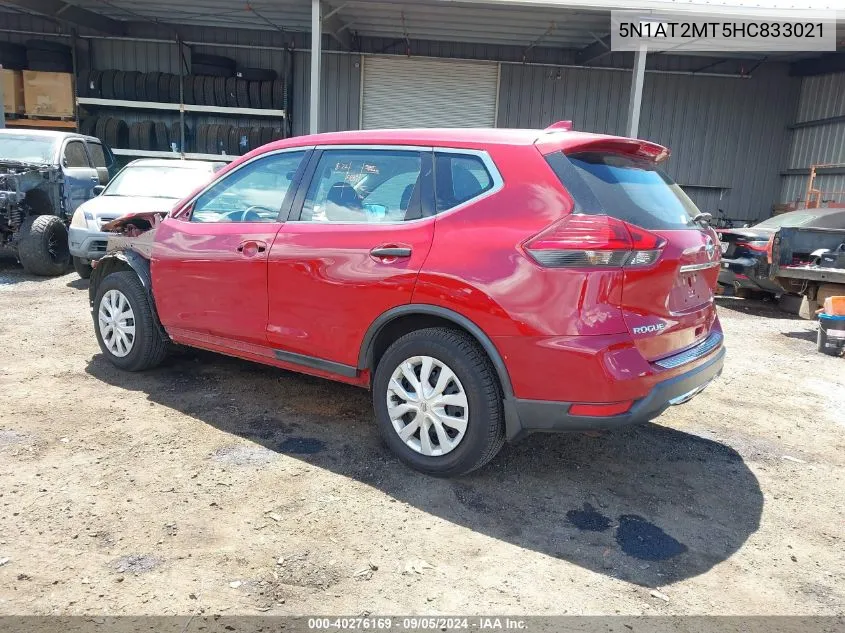 2017 Nissan Rogue S VIN: 5N1AT2MT5HC833021 Lot: 40276169