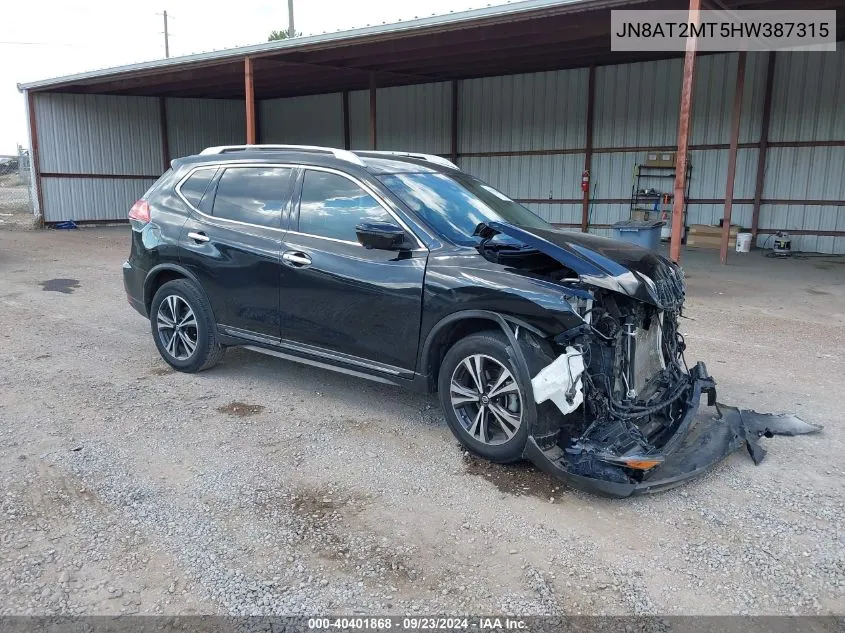 2017 Nissan Rogue Sl VIN: JN8AT2MT5HW387315 Lot: 40401868