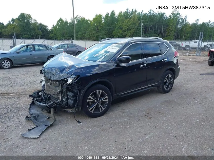 2017 Nissan Rogue Sl VIN: JN8AT2MT5HW387315 Lot: 40401868