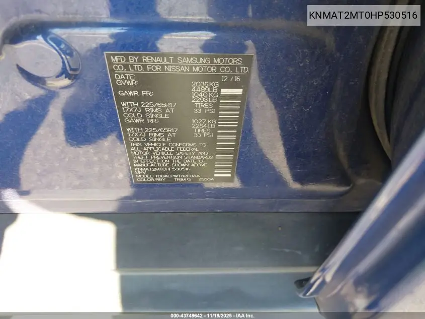 KNMAT2MT0HP530516 2017 Nissan Rogue S