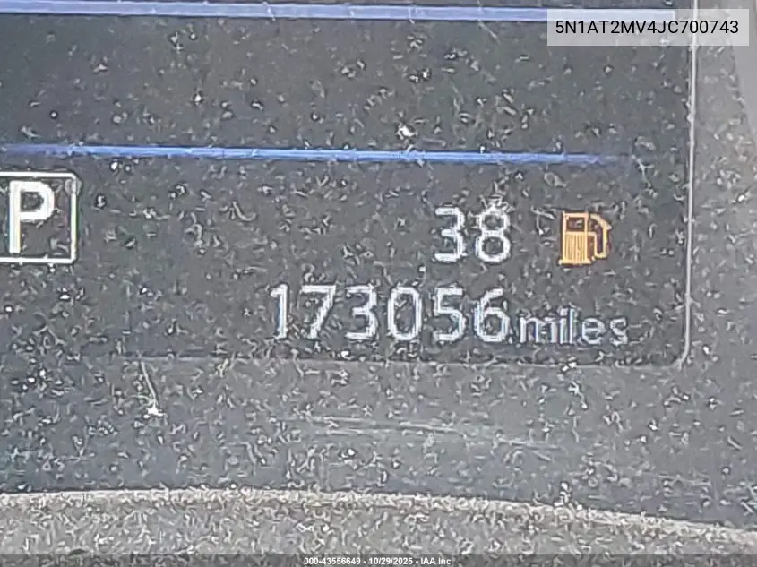 5N1AT2MV4JC700743 2018 Nissan Rogue Sv