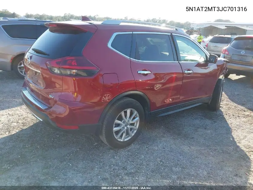 5N1AT2MT3JC701316 2018 Nissan Rogue Sv
