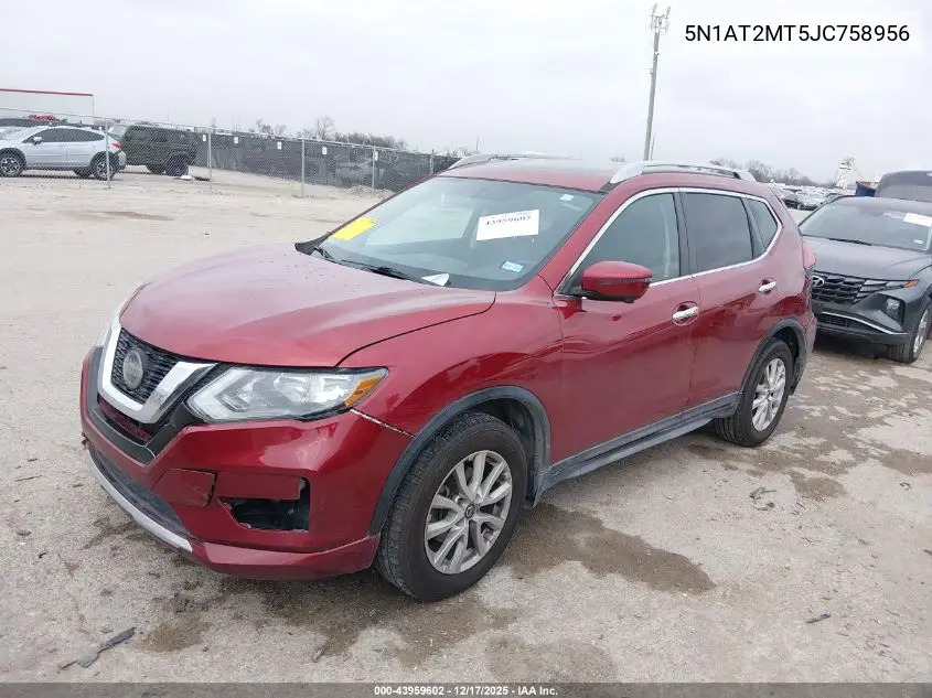 5N1AT2MT5JC758956 2018 Nissan Rogue Sv