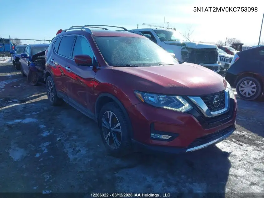 5N1AT2MV0KC753098 2019 Nissan Rogue S/Sl/Sv