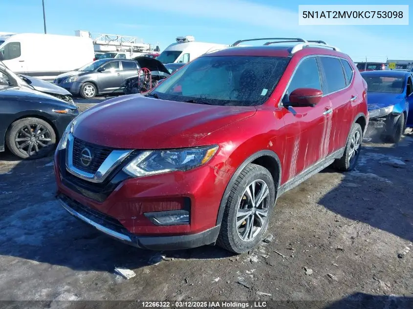 5N1AT2MV0KC753098 2019 Nissan Rogue S/Sl/Sv