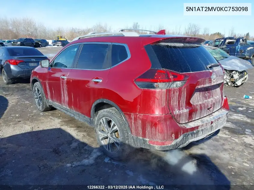 5N1AT2MV0KC753098 2019 Nissan Rogue S/Sl/Sv