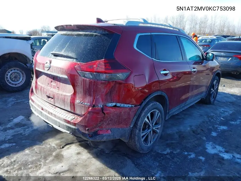 5N1AT2MV0KC753098 2019 Nissan Rogue S/Sl/Sv
