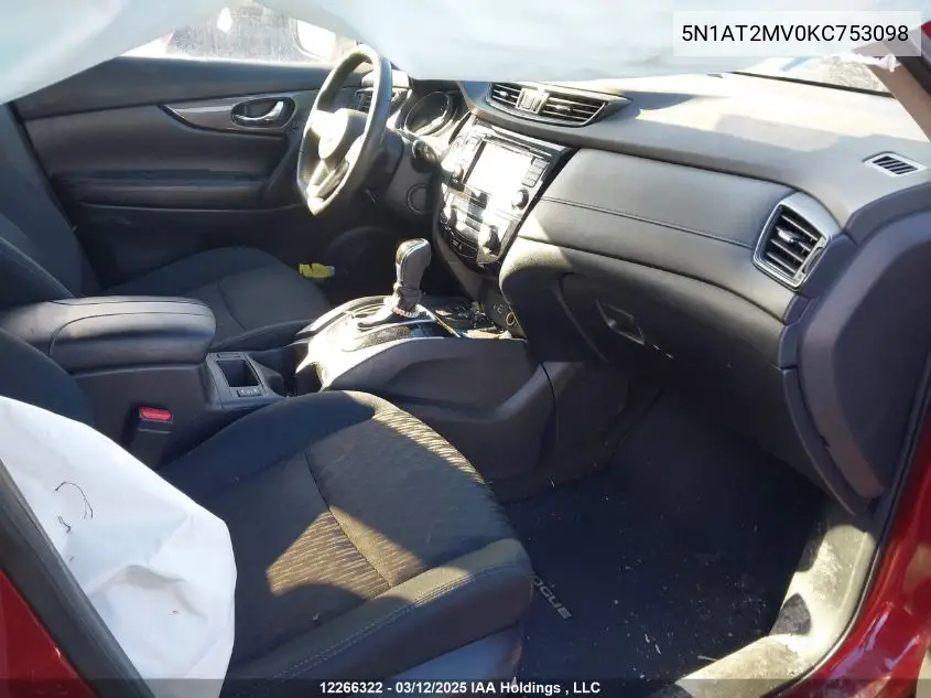 5N1AT2MV0KC753098 2019 Nissan Rogue S/Sl/Sv
