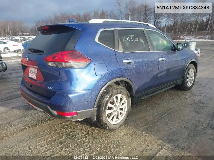 5N1AT2MTXKC834348 2019 Nissan Rogue S/Sv