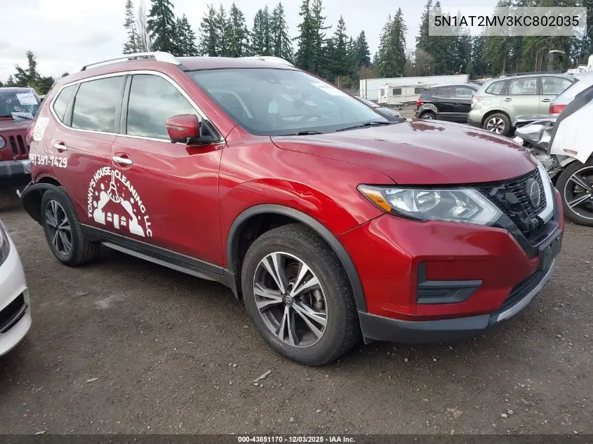 5N1AT2MV3KC802035 2019 Nissan Rogue Sv
