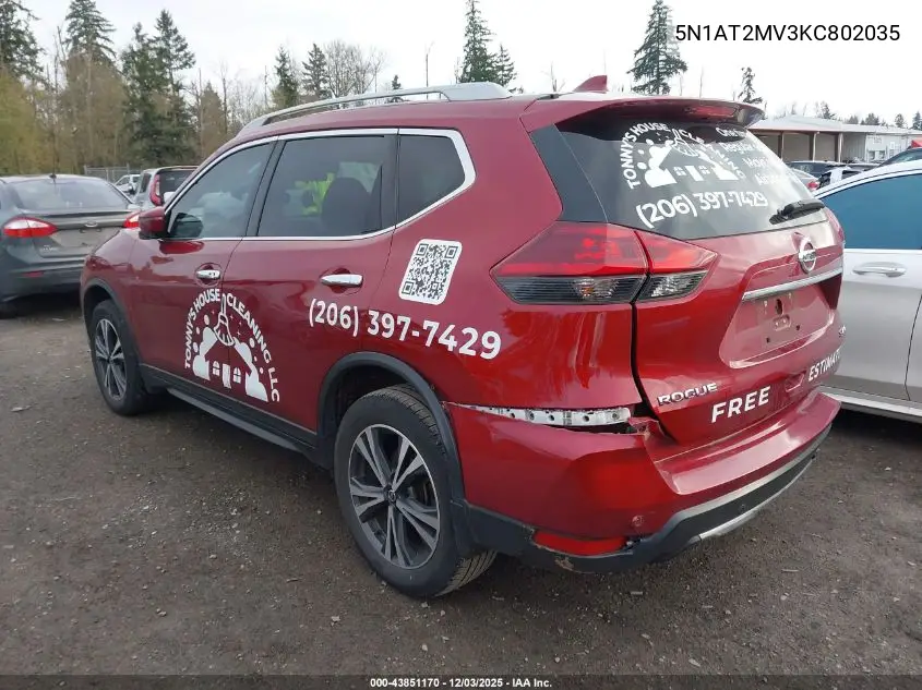 5N1AT2MV3KC802035 2019 Nissan Rogue Sv