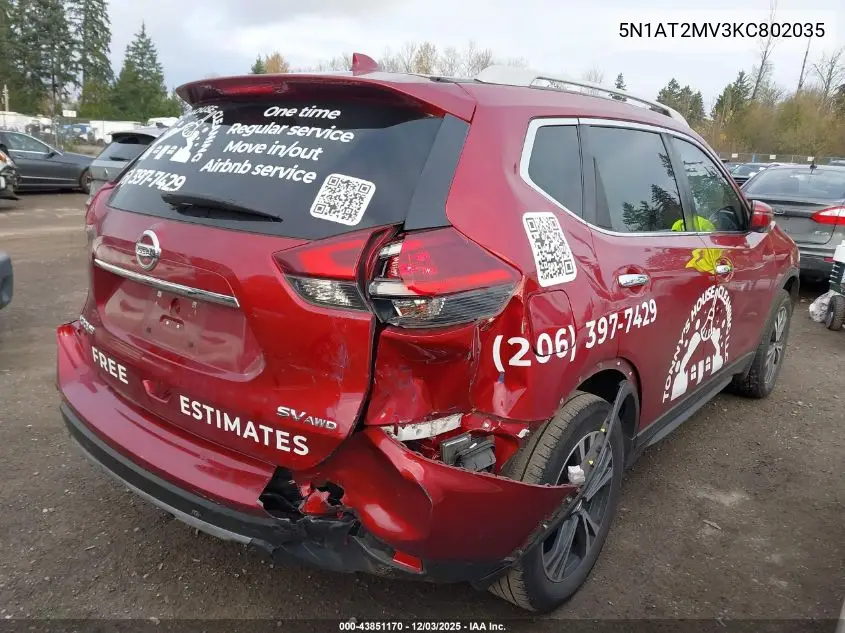 5N1AT2MV3KC802035 2019 Nissan Rogue Sv
