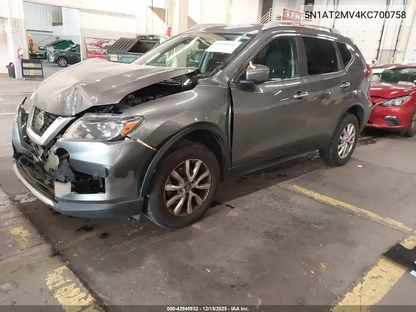 5N1AT2MV4KC700758 2019 Nissan Rogue Sv