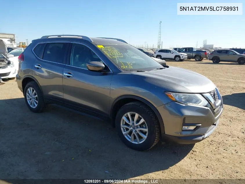 2020 Nissan Rogue VIN: 5N1AT2MV5LC758931 Lot: 12093201