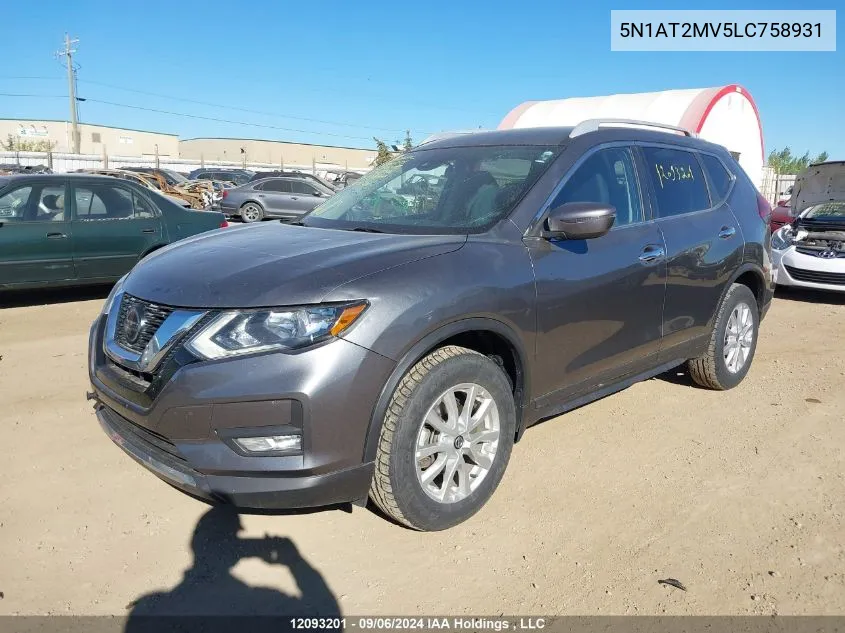 2020 Nissan Rogue VIN: 5N1AT2MV5LC758931 Lot: 12093201