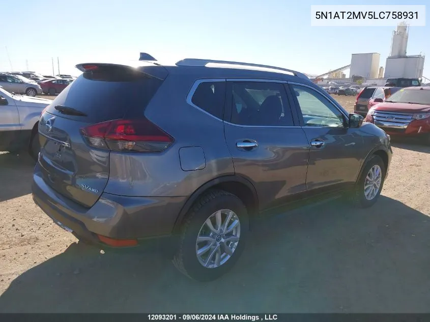 2020 Nissan Rogue VIN: 5N1AT2MV5LC758931 Lot: 12093201