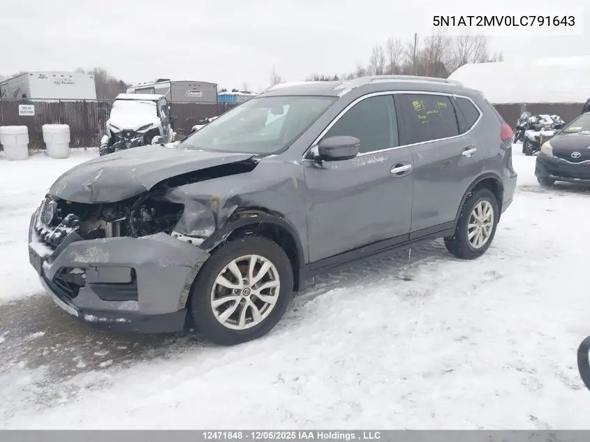 5N1AT2MV0LC791643 2020 Nissan Rogue S/Sl/Sv