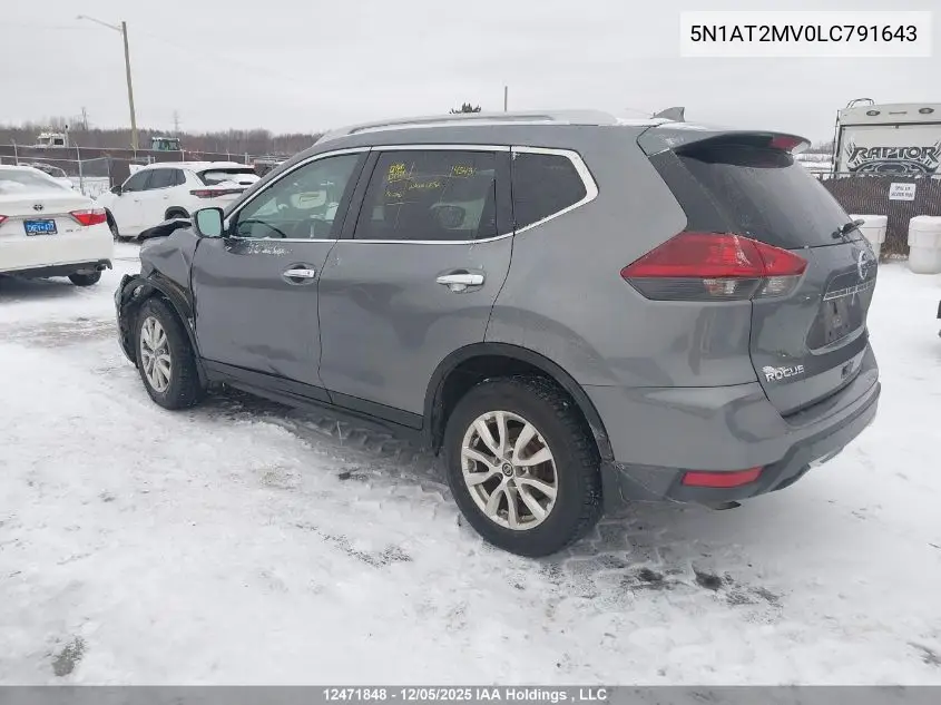 5N1AT2MV0LC791643 2020 Nissan Rogue S/Sl/Sv