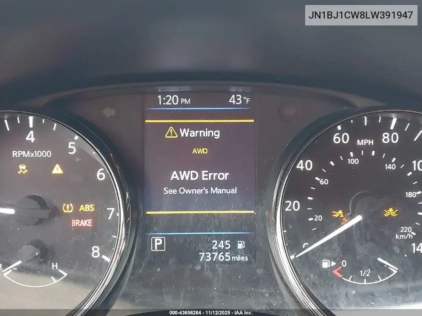 JN1BJ1CW8LW391947 2020 Nissan Rogue Sport Sv Awd Xtronic Cvt