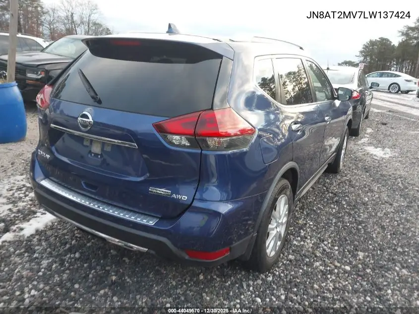 JN8AT2MV7LW137424 2020 Nissan Rogue S Intelligent Awd