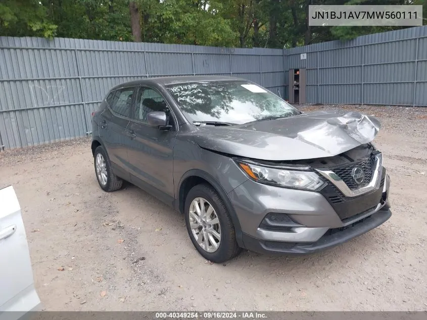 2021 Nissan Rogue Sport S Fwd Xtronic Cvt VIN: JN1BJ1AV7MW560111 Lot: 40349254