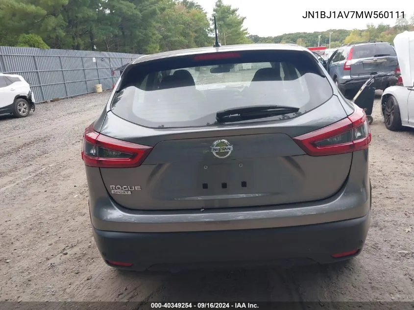 2021 Nissan Rogue Sport S Fwd Xtronic Cvt VIN: JN1BJ1AV7MW560111 Lot: 40349254