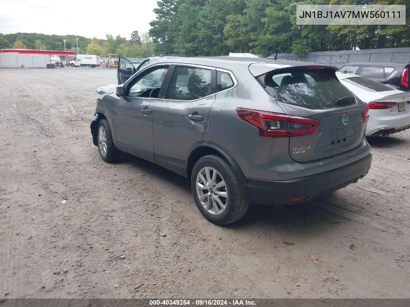 2021 Nissan Rogue Sport S Fwd Xtronic Cvt VIN: JN1BJ1AV7MW560111 Lot: 40349254