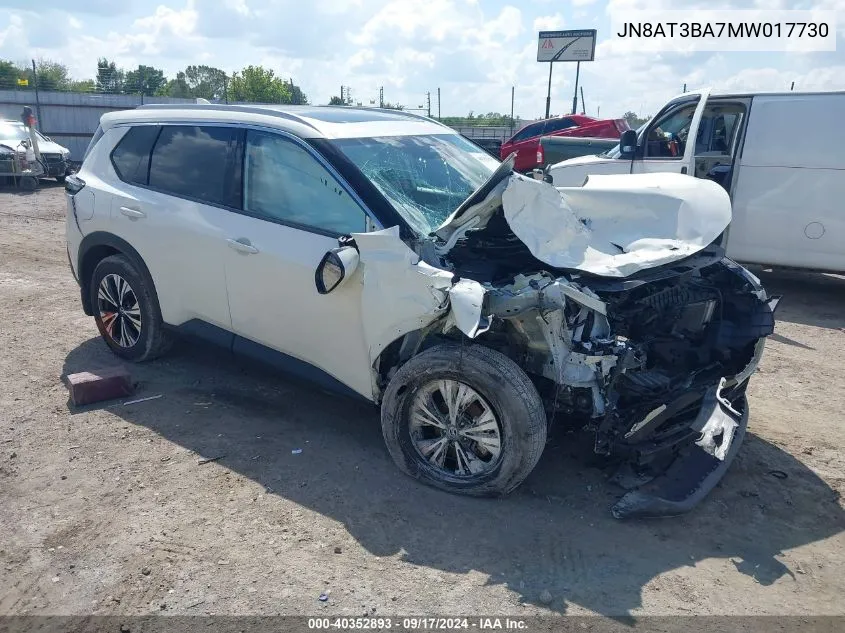 2021 Nissan Rogue Sv Fwd VIN: JN8AT3BA7MW017730 Lot: 40352893