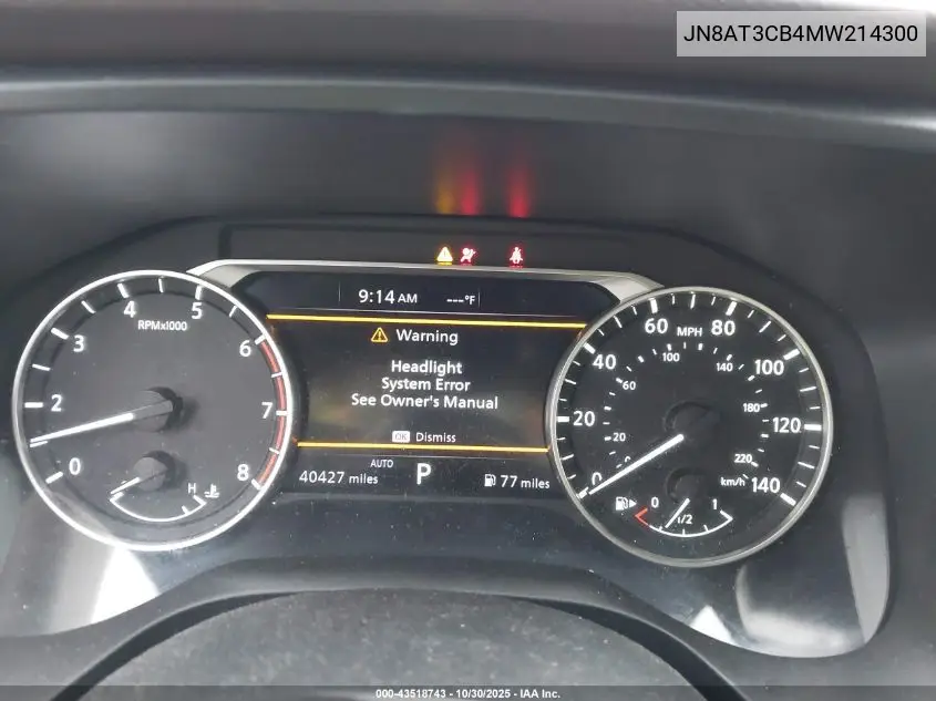JN8AT3CB4MW214300 2021 Nissan Rogue Sl Intelligent Awd