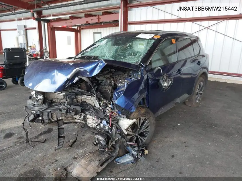 JN8AT3BB5MW215442 2021 Nissan Rogue Sv Intelligent Awd