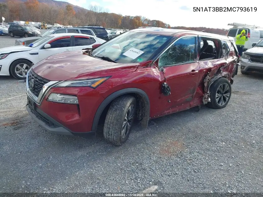 5N1AT3BB2MC793619 2021 Nissan Rogue Sv Intelligent Awd