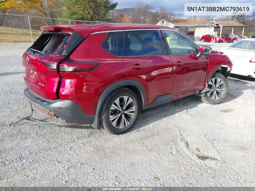 5N1AT3BB2MC793619 2021 Nissan Rogue Sv Intelligent Awd