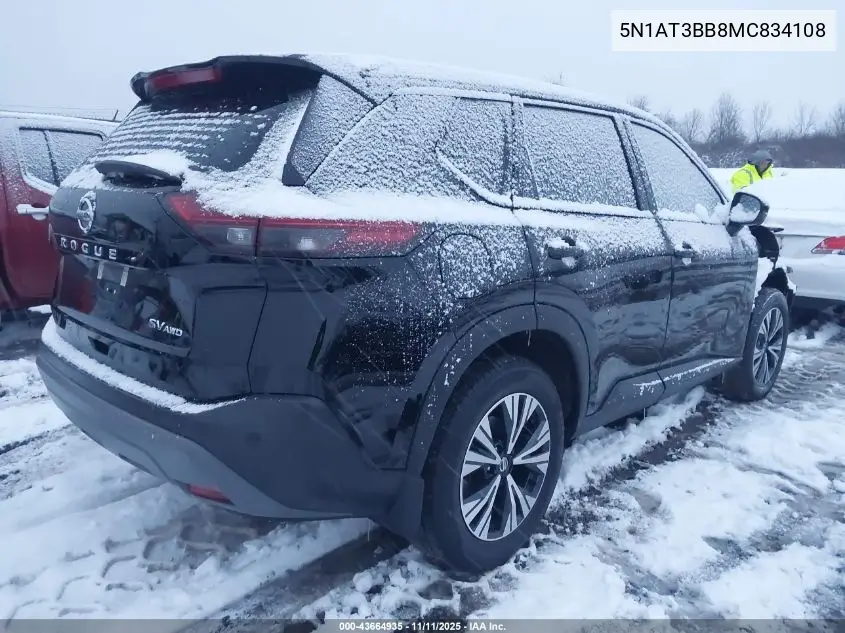 5N1AT3BB8MC834108 2021 Nissan Rogue Sv Intelligent Awd