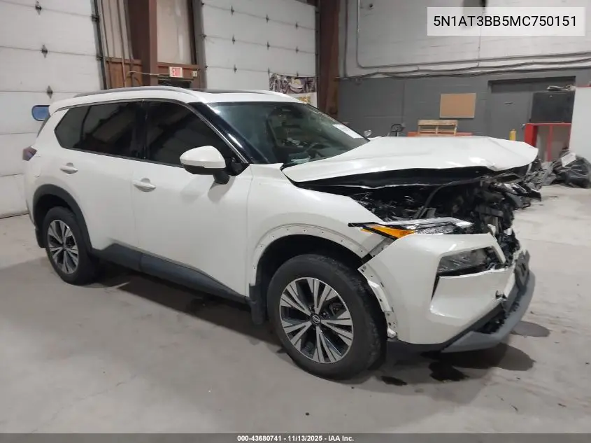 5N1AT3BB5MC750151 2021 Nissan Rogue Sv Intelligent Awd